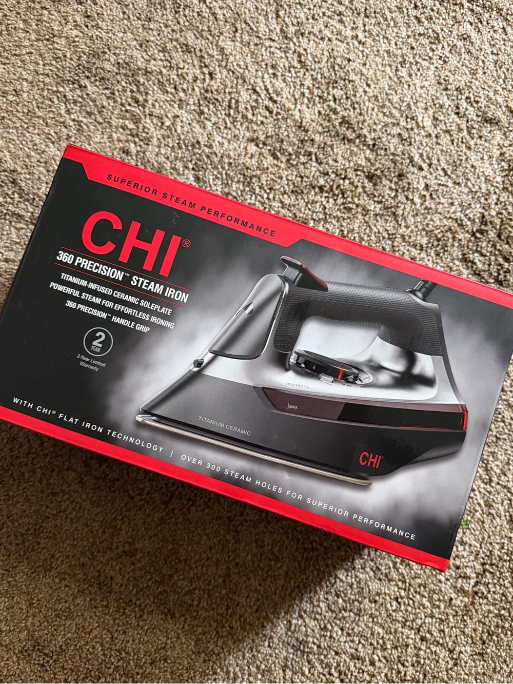 CHI 360 Precision Steam Iron - Black and Red